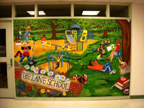 The Lane School wall mural in Hinsdale IL